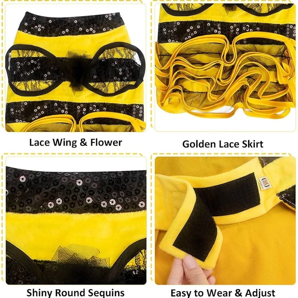 Dog Bee Costume Halloween Costumes for Dogs, Halloween size L nwot